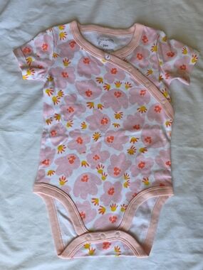 MAC & MOON Pink Floral Wrap-Front Baby One-Piece